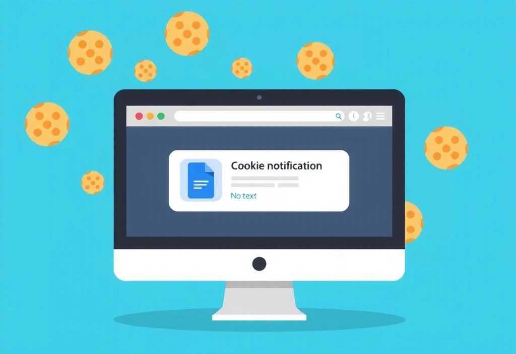 Digital cookie concept illustration showing a website browser with small cookie icons