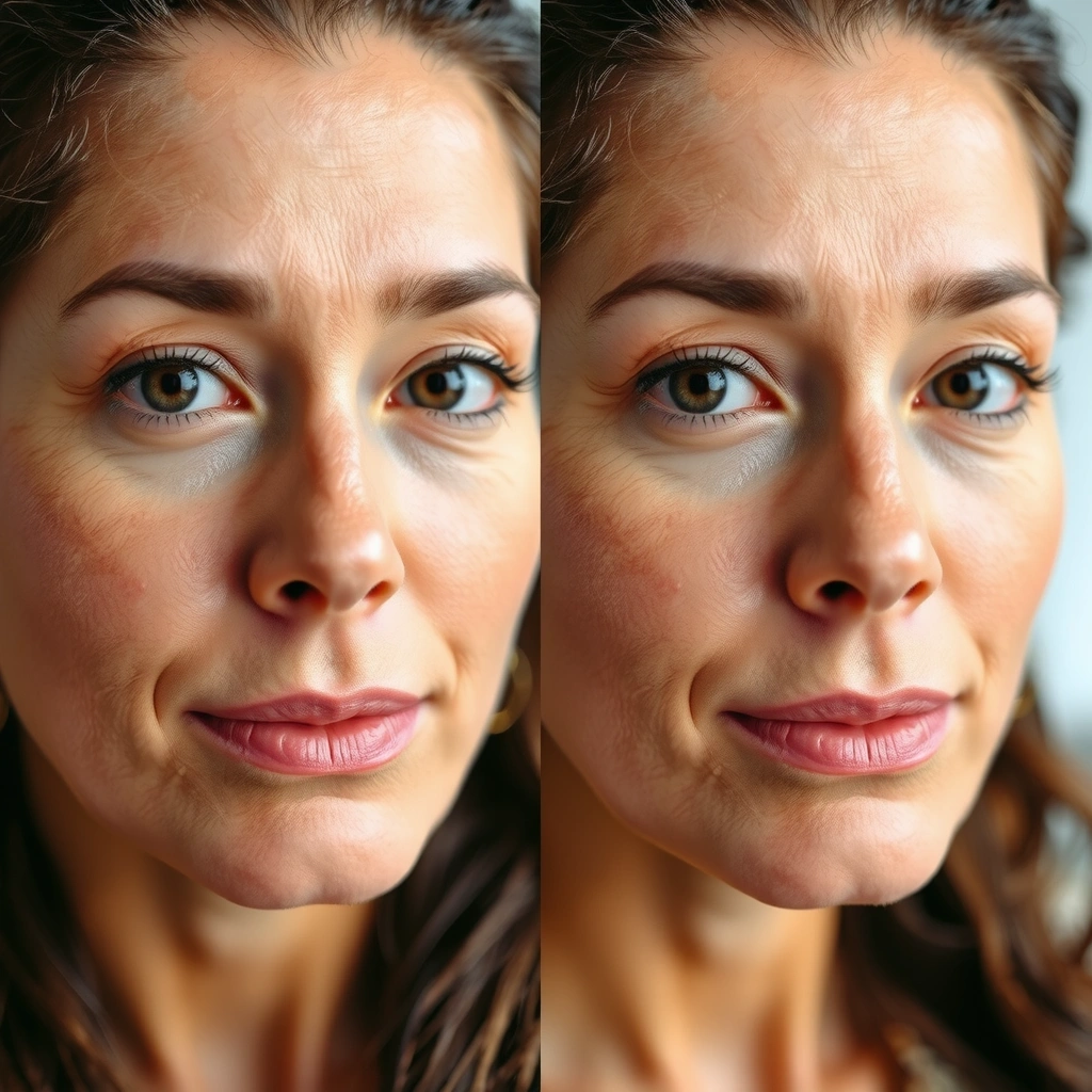 Before and after anti-aging skincare results